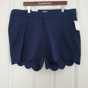 Crown & Ivy Navy Scalloped Women Shorts 20W